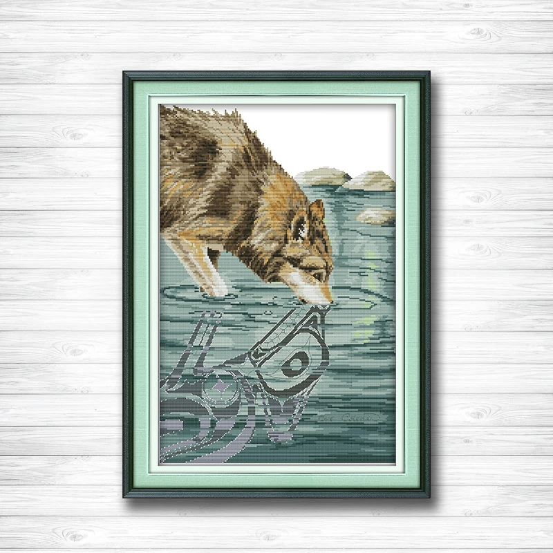 Продажа Естественный цвет Волк картины DMC 14ct 11ct рукоделие Наборы Вышивка Наборы для ухода за кожей крестом Счетный напечатан на холсте животного Art