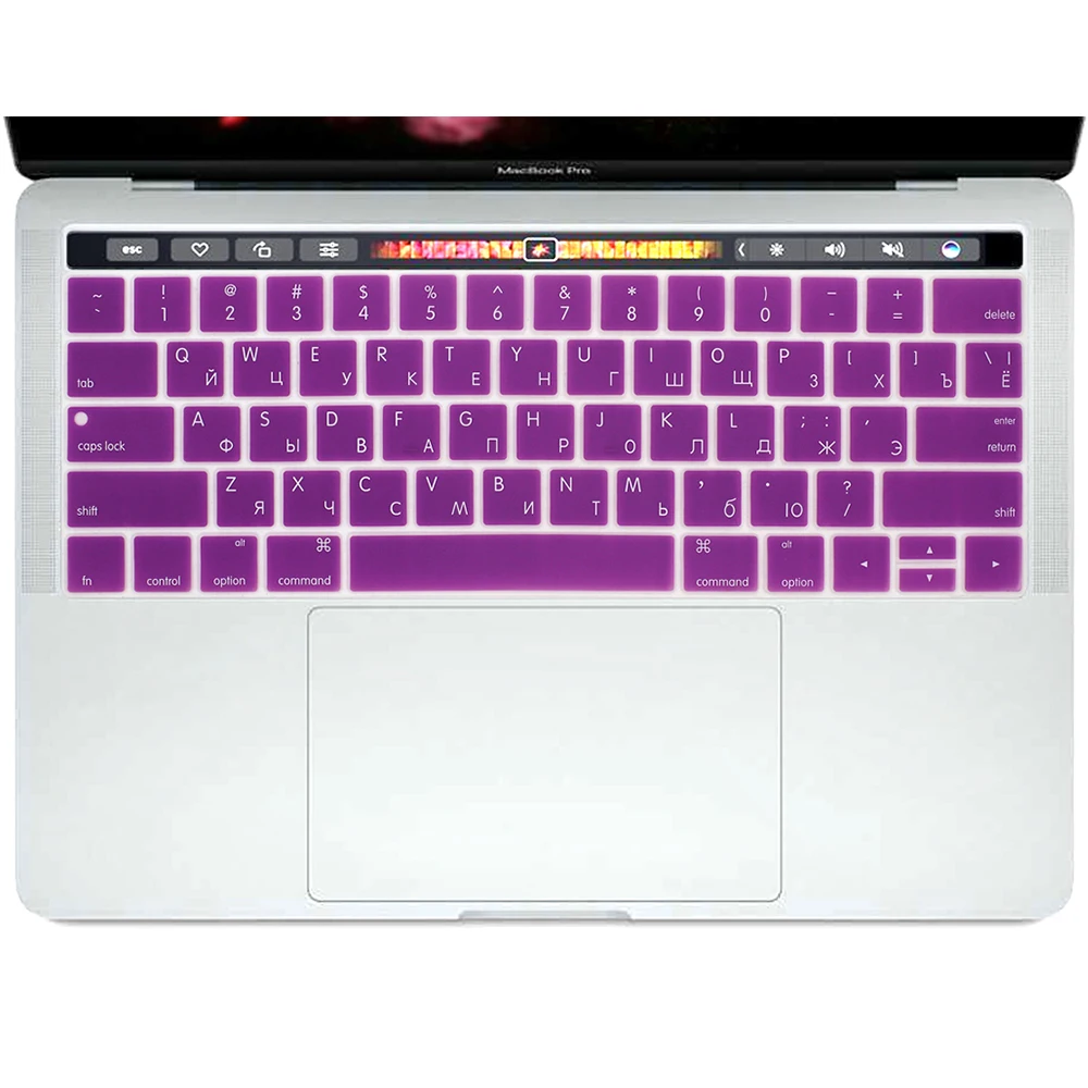 Силиконовая клавиатура для MacBook Pro 13 15 retina с сенсорной панелью A1989 A1990 и A1706 A1707 - Цвет: Purple