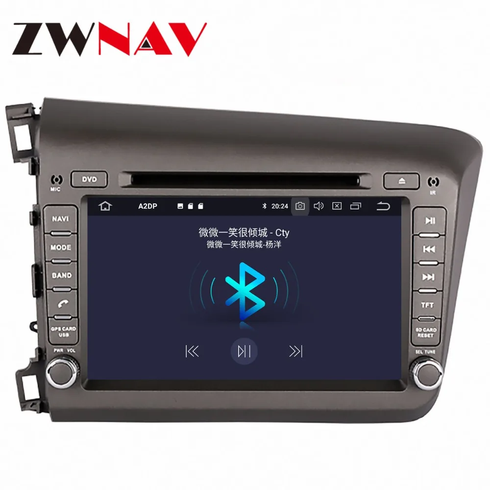 Discount ZWNAV Android 9.0 Car DVD Player For Honda Civic 2012 2013 2014 2015 Radio Ibiza GPS map Navigation with Mirroring link RDS px5 7