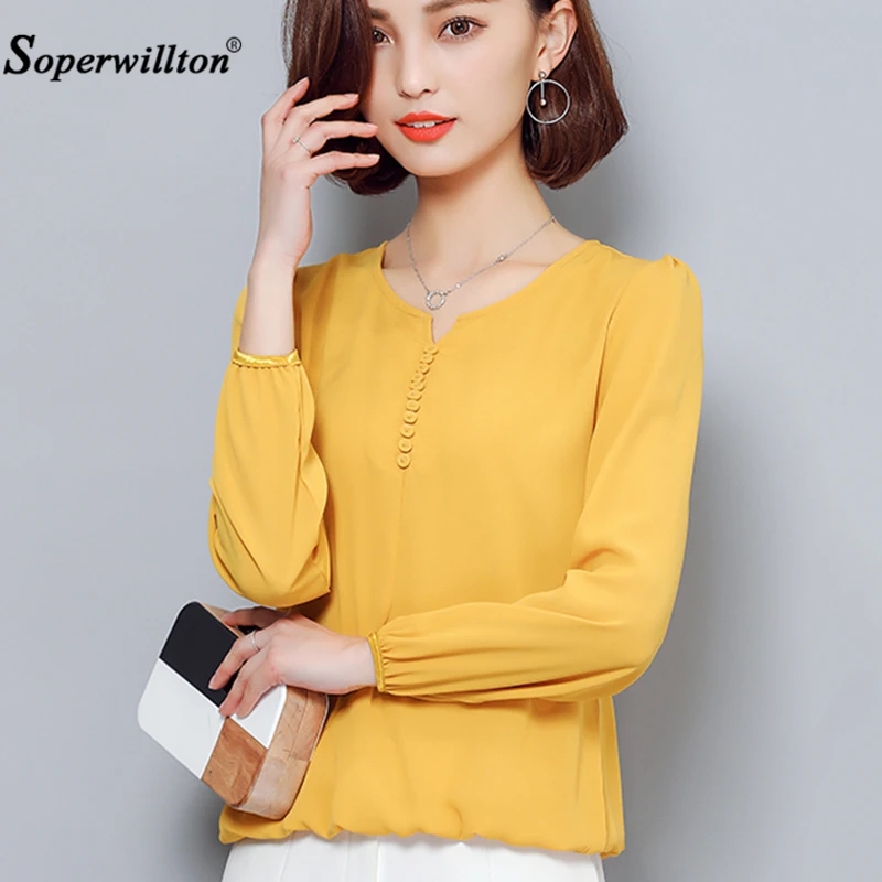 

Women Blouses 2018 Long Sleeve Top V-neck Chiffon Blouse Shirt Korean Casual Loose Plus Size M-4XL Elegant Ladies Blusas Tops