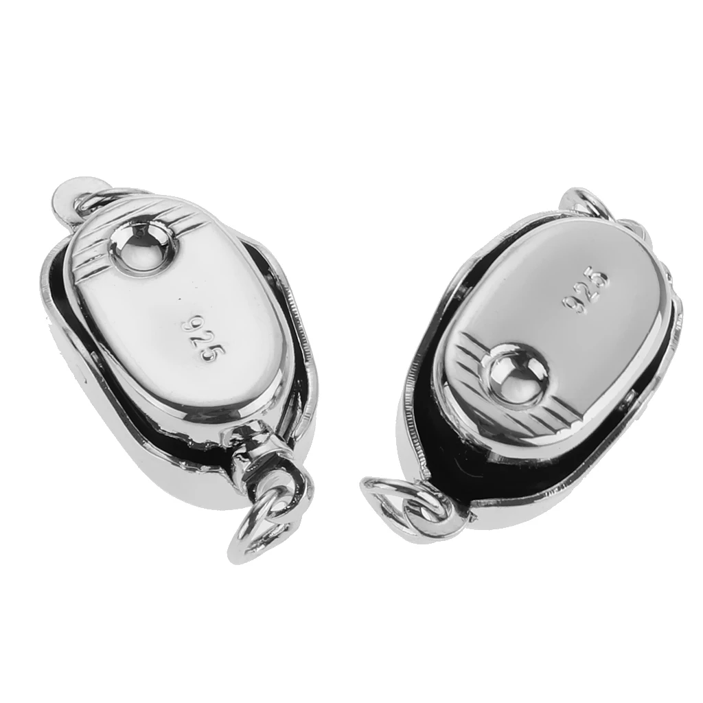 2pcs 925 Sterling Silver Connector Buckle Clasp For DIY Jewelry Makings