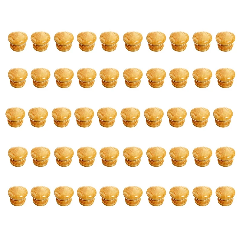 

50Pcs Round Mushroom Wood Coated with Varnish Unfinished Furniture Hardware Cabinet Closet Drawer Knobs Pulls Handles with Scr