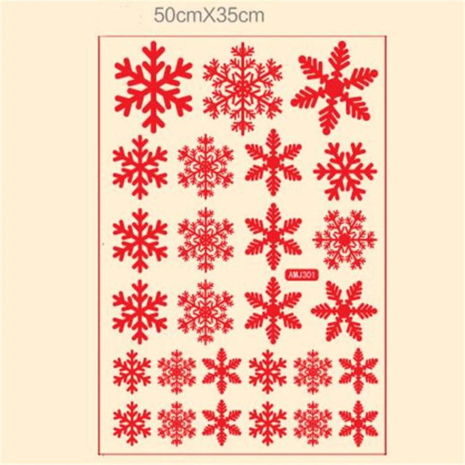 ZGTGLAD 1 Set Red Snowflakes Frozen Window Wall Stickers Snow Flakes Bedroom Holiday Decals Christmas New Year Home Decoration