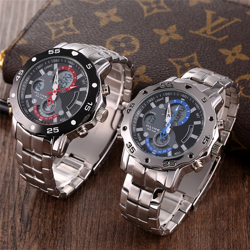 Оригинальные мужские кварцевые ударные часы, светящиеся, известный бренд, мужские деловые часы, водонепроницаемые часы, часы из нержавеющей стали, наручные часы