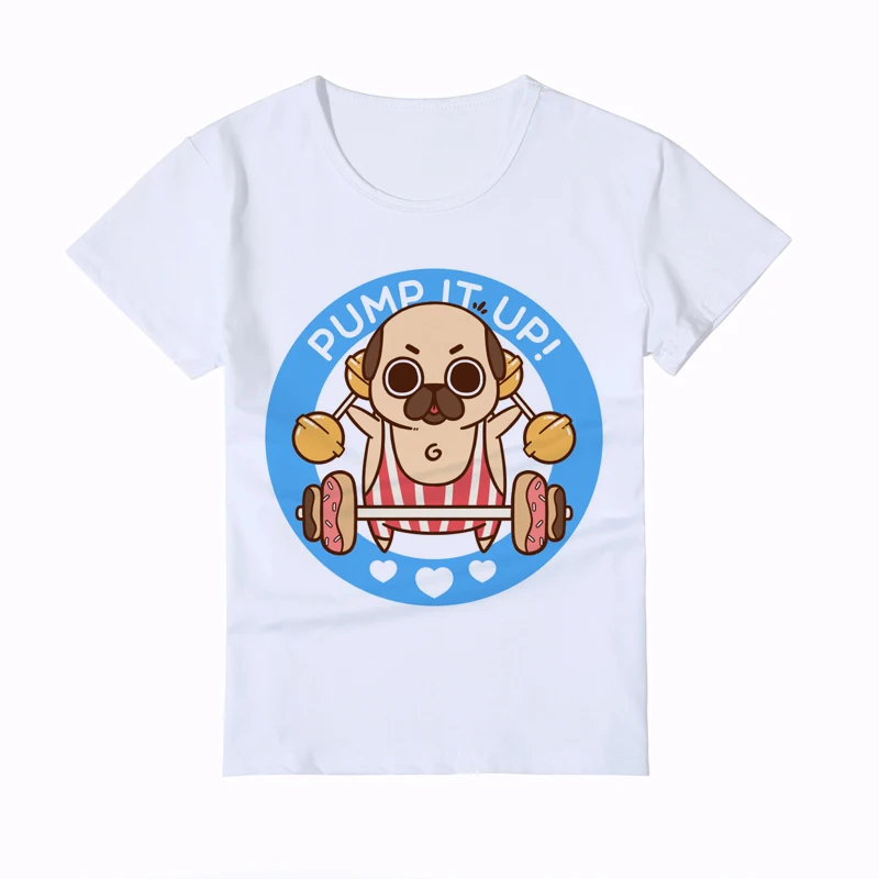 Tanie Śmieszne słodkie kreskówka pies podnoszenie ciężarów koszulka dziecięca 3D zwierząt chłopiec/dziewczyna/dziecko wysokiej jakości dla sklep