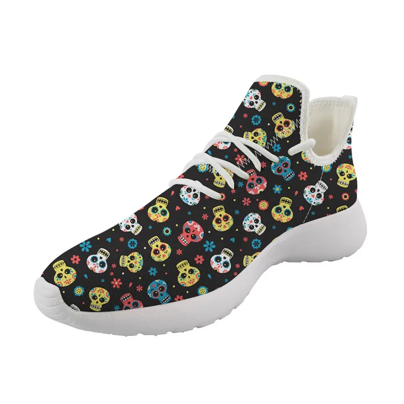 FORUDESIGNS/Классическая вязаная обувь с принтом черепа для женщин; дышащие весенние летние туфли на плоской подошве; удобные кроссовки для женщин; большие размеры - Цвет: Z4325Z61