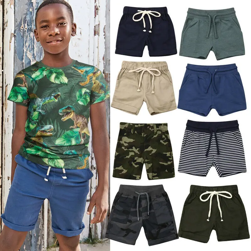 

2019 Baby Summer Clothing Toddler Kid Baby Boy Camo Pants Shorts Casual Tie Bottoms Trousers Sports Clothes 1-7T