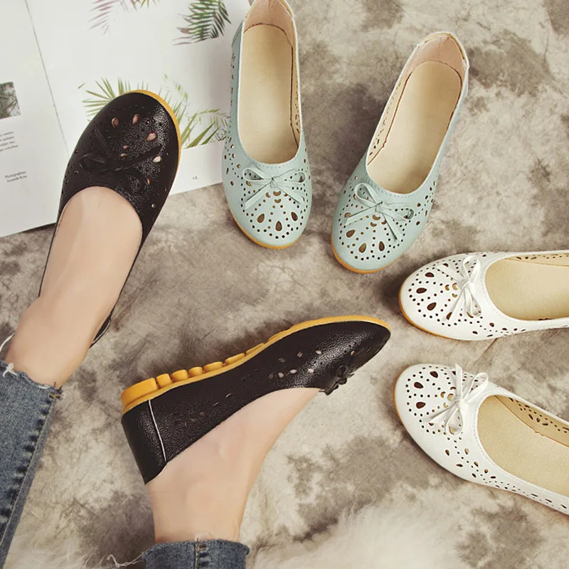 

Summer Women Shoes Shallow Slip on Flat Shoes Woman Loafers Cut-outs Boat Shoes Ladies Sandals Ballet Flats zapatos mujer 6934