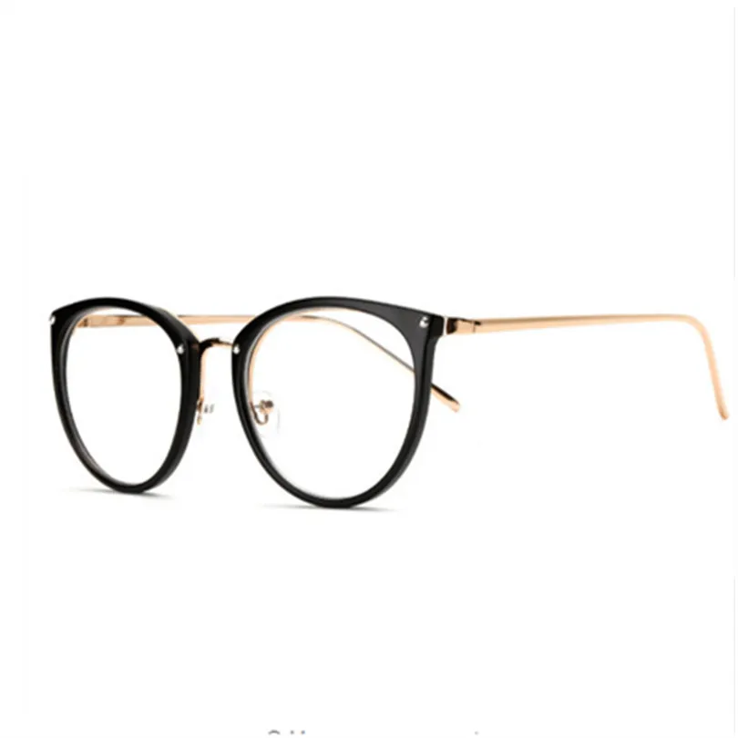 Прозрачные оптические очки с металлической оправой, большие прозрачные линзы, очки для мужчин и женщин, Ретро стиль, кошачий глаз, оправы для очков