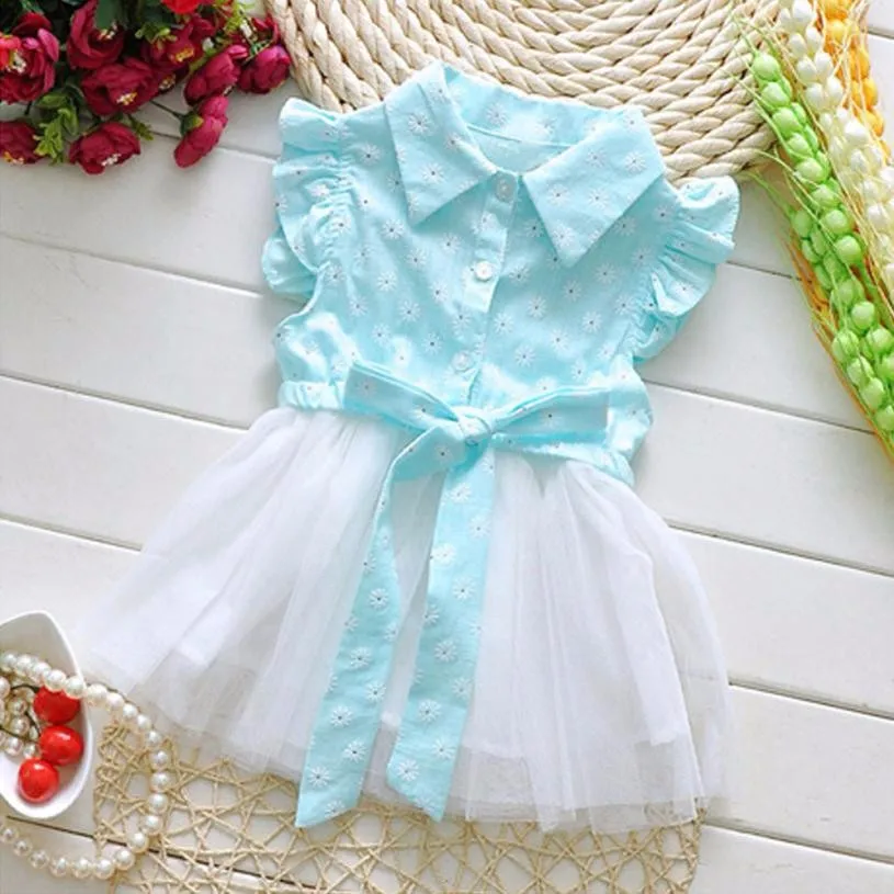 

MUQGEW Child Girls Sweet Gauze Sleeveless Flowers Dress Bowknot TUTU Dress Flower Girl Dresses Ropa Ninas