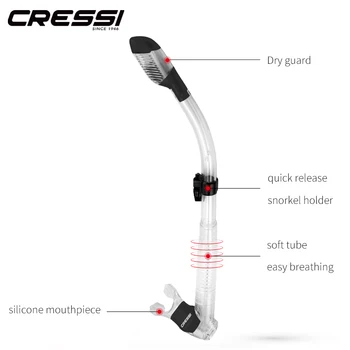 Cressi Swimming Diving Mask Snorkeling Scuba Snorkel Tempered Glass Three-Lens for Adults Pano3 Dry 5