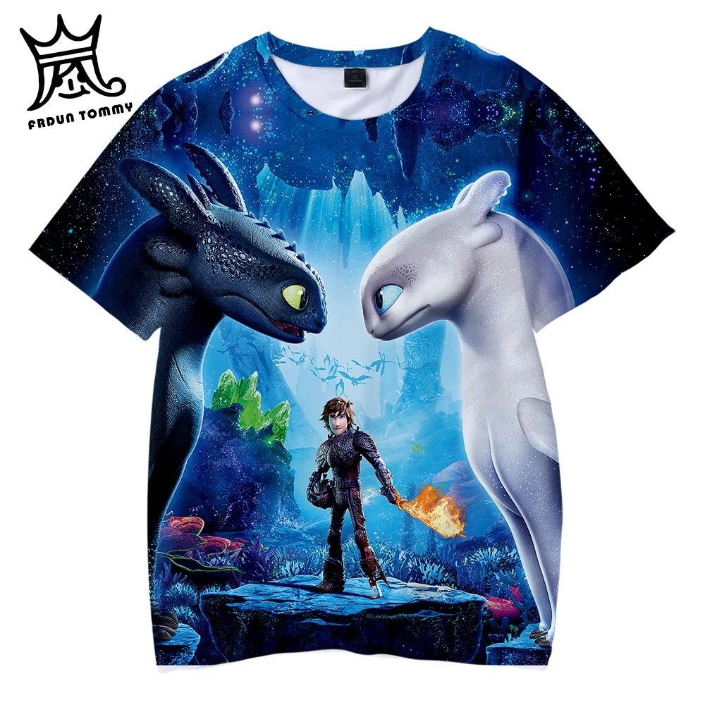 Летняя футболка для детей с принтом «Как приручить дракона 3», футболка с 3d принтом для мальчиков и девочек, детская одежда для детей 4, 5, 6, 7, 8, 9, 10, 12 лет