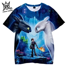 Летняя футболка для детей с принтом «Как приручить дракона 3», футболка с 3d принтом для мальчиков и девочек, детская одежда для детей 4, 5, 6, 7, 8, 9, 10, 12 лет