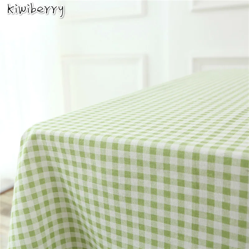 

Kiwiberry Home Decoration Linen Mantel Table Cover Green Plaid Tablecloth Washable Dinner Table Cloth Holder For Mexico Party