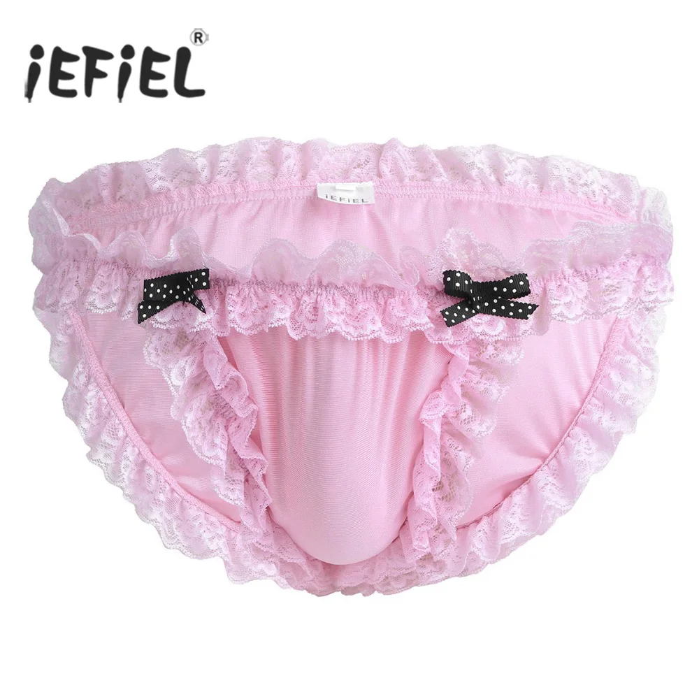 

Gay Sexy Panties for Mens Lingerie Sissy Pouch Maid Floral Ruffled Lace Bikini Briefs Low-rise Jockstraps Underwear Underpants