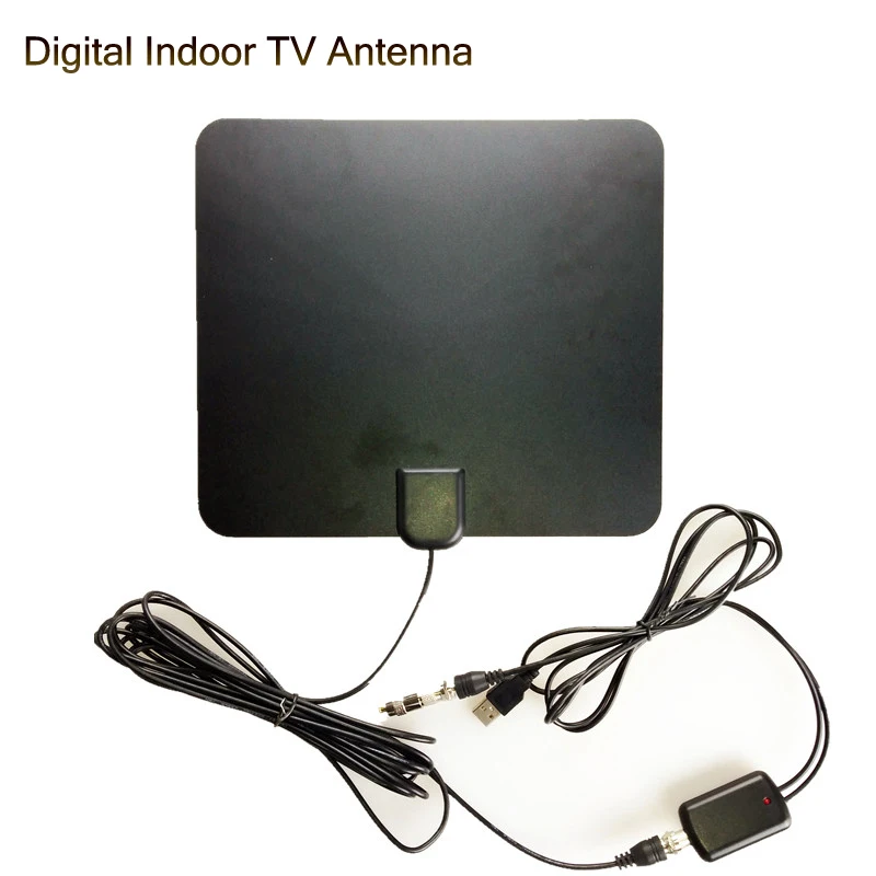 

HDTV Digital Indoor TV Antenna Stable Flat TV Antenna with Amplifier Signal Booster 1080P 50 Miles 25dBi