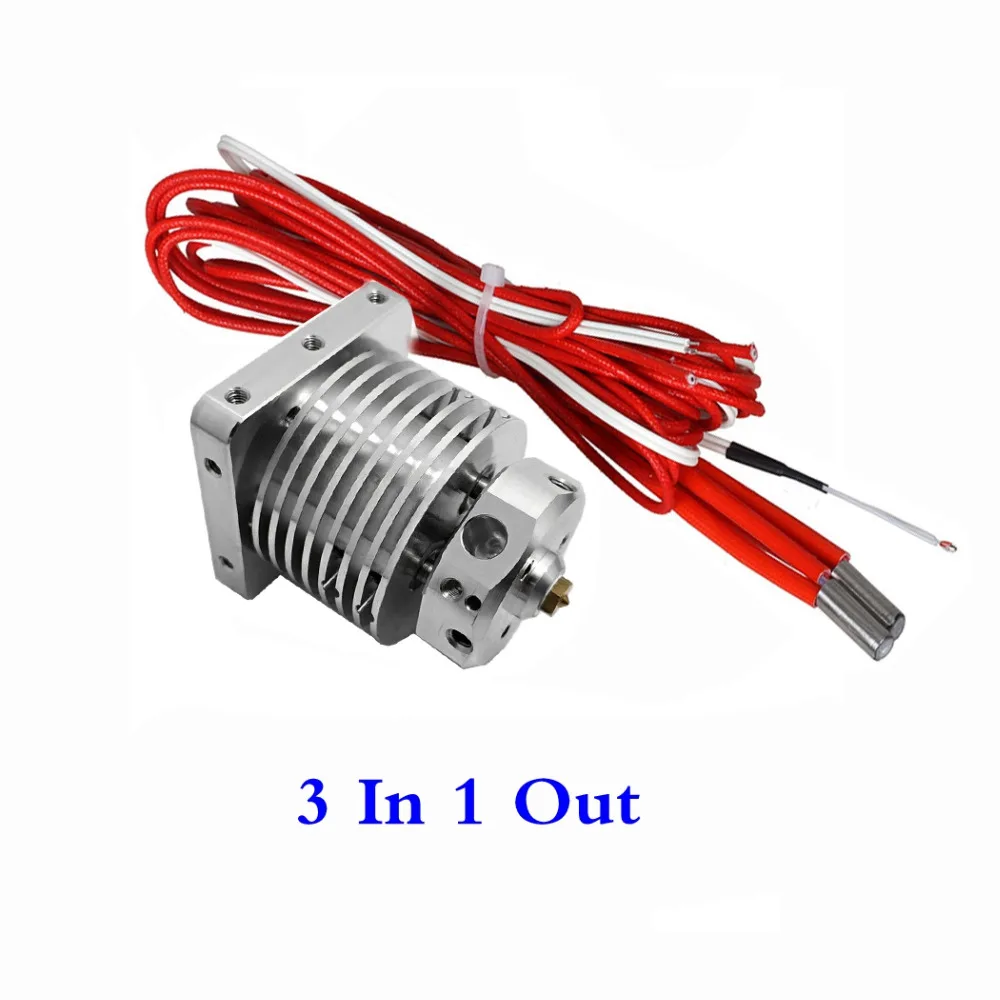 

Upgrade 3D Printer Multi-extrusion 3 In 1 Out Hotend Multi Color Hot End 0.4mm/1.75mm,3 colors Extruder Compatible Bulldog, MK8