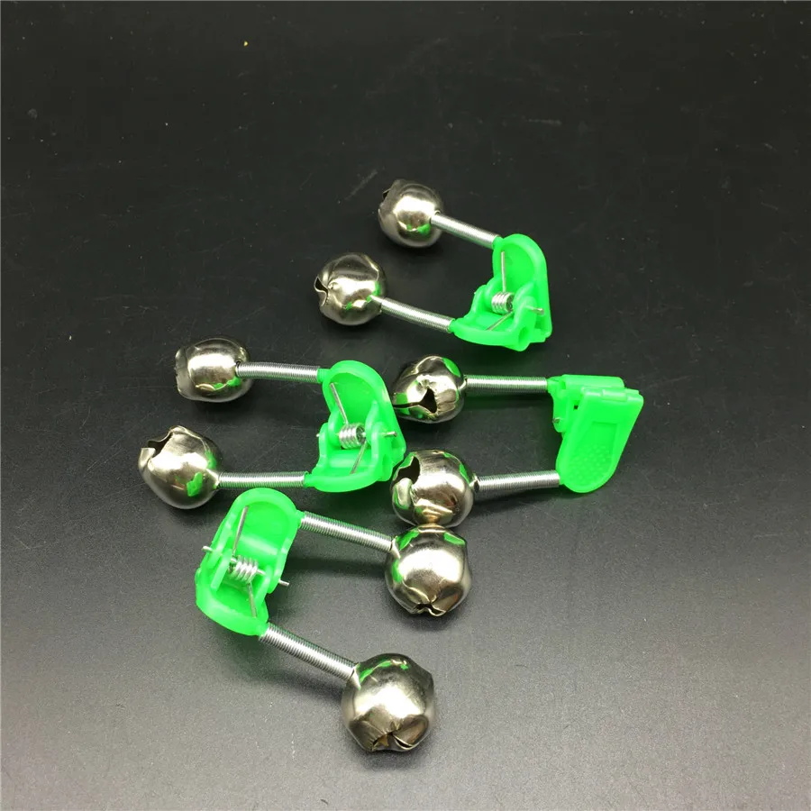 Fishing Rod Pole Tip Clip Twin Bell Alarm Alert Ring Fish Bite Alarming Tool Green ABS Fishing Stainless Steel Accessory (1)