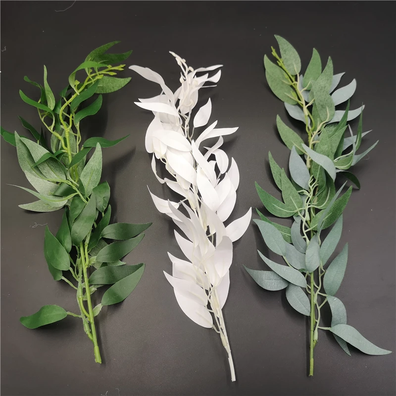 

1pc Artificial Leaves Bouquet Fake Willow Jungle Wedding Backdrop Decoration Christmas Faux Foliage Vine Party Home Decor Plant