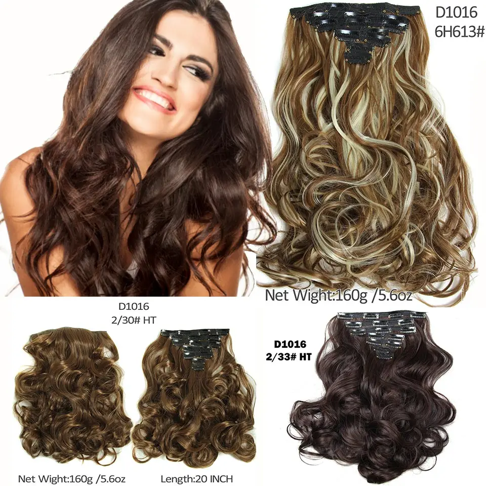 False Mega Hair Extension With Clip 20 inch Hairpieces Clip in Synthetic Hair Extensions Curly Wavy Extension cilp in Hair Apply