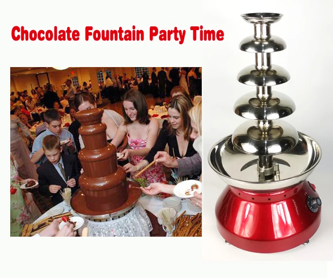 Новые 5 слоев шоколадный фонтан Диаметр 33 см Нержавеющая сталь фонтан для фондю вечерние Hotel кафе коммерческих Применение 230 W