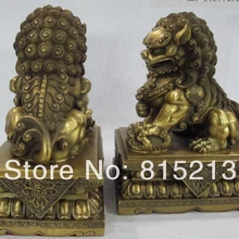 Bi00729 10 Китайский Латунь Медь дворец дверь Guardian зло фэн-шуй Фу Собака Лев Пара