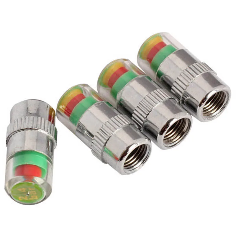 4X Chromed Metal Car Tire Pressure Valve Stem Cap Sensor Indicator