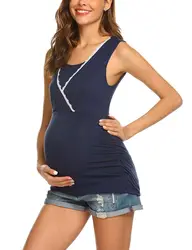Для беременных Для женщин Футболка крест Топ для кормления грудью шить кружева v-образным вырезом одноцветное Цвет Беременность