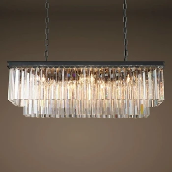

Modern Rectangular Lustre Crystal Chandelier Light Semiflush Mount Crystal Chandeliers Lighting Fixtures For Living Room
