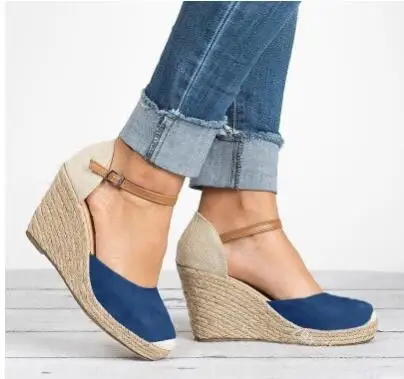 Zapatos de tacón alto con cuña para mujer, sandalias de plataforma con  correa de hebilla, zapatos de gladiador de moda para fiesta y boda, otoño -  AliExpress Calzado