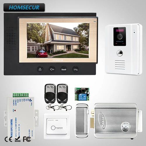 

HOMSECUR 7" Wired Video Door Phone Intercom System+White Camera for Apartment : TC011-W Camera + TM701-B Monitor