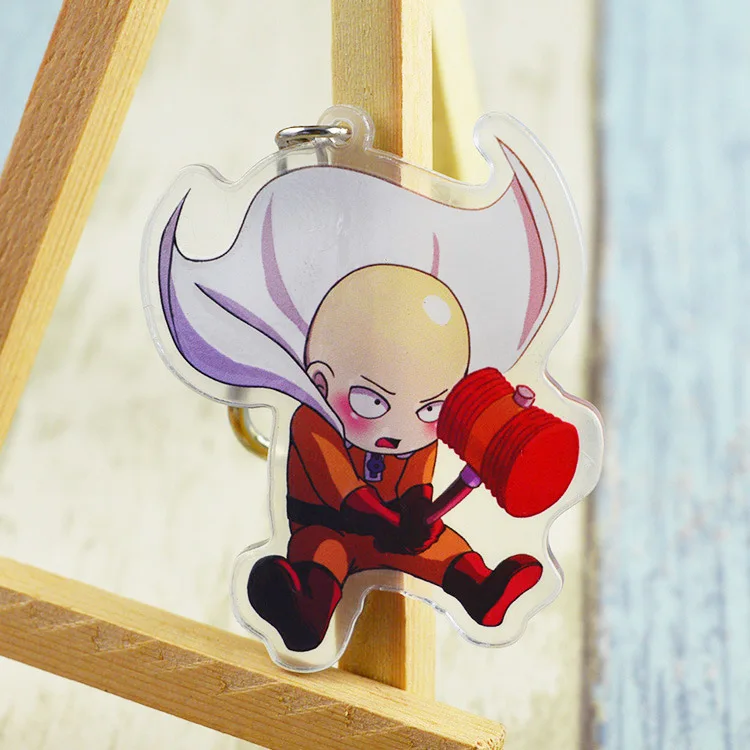 Аниме One Punch Man Saitama Sensei очень милый двойной принт акриловый брелок для ключей