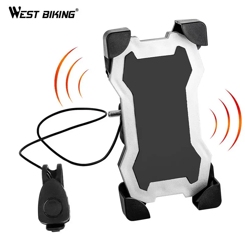 

WEST BIKING Universal Mobile Phone Holder + Bike Bell Horn 3.5-6.5 inch 360 Degree Adjustable Phone Holder Bracket for Handlebar