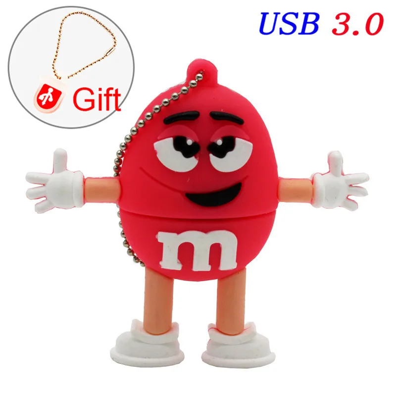 JASTER USB 3,0 милый мультяшный M& m's Chocolate M Bean 4 ГБ/8 ГБ/16 ГБ/32 ГБ/64 ГБ флеш-накопитель USB флешка карта памяти U диск - Цвет: pink