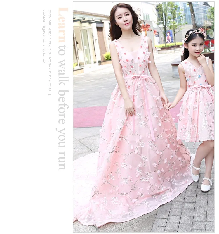 Платья для мамы и дочки; одинаковые комплекты для семьи; свадебное вечернее платье; Розовое Бальное Платье; юбка-пачка для мамы и ребенка; платье для мамы и дочки