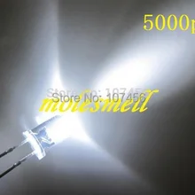 5000 шт. 5 мм круглый светодиодный 5 мм белый светодиод(14000~ 16000 mcd) 5 мм светло-СВЕТОДИОД 5 мм прозрачный круглый белый светодиод