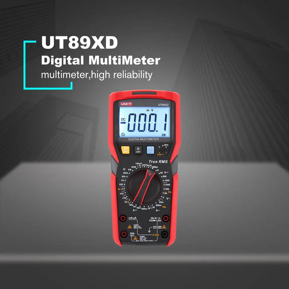 UNI-T UT89XD True RMS цифровой мультиметр DC/AC напряжение тока Амперметр Вольтметр NCV/конденсатор/Триод/светодиодный тест er