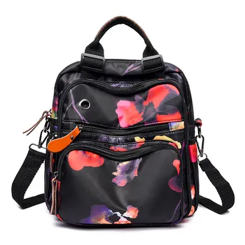 

10 Colors Printing Women Backpack Multifunction Waterproof Nylon Zipper Lock Design Shoulder Bag Mochila Large Capacity Mom Bags