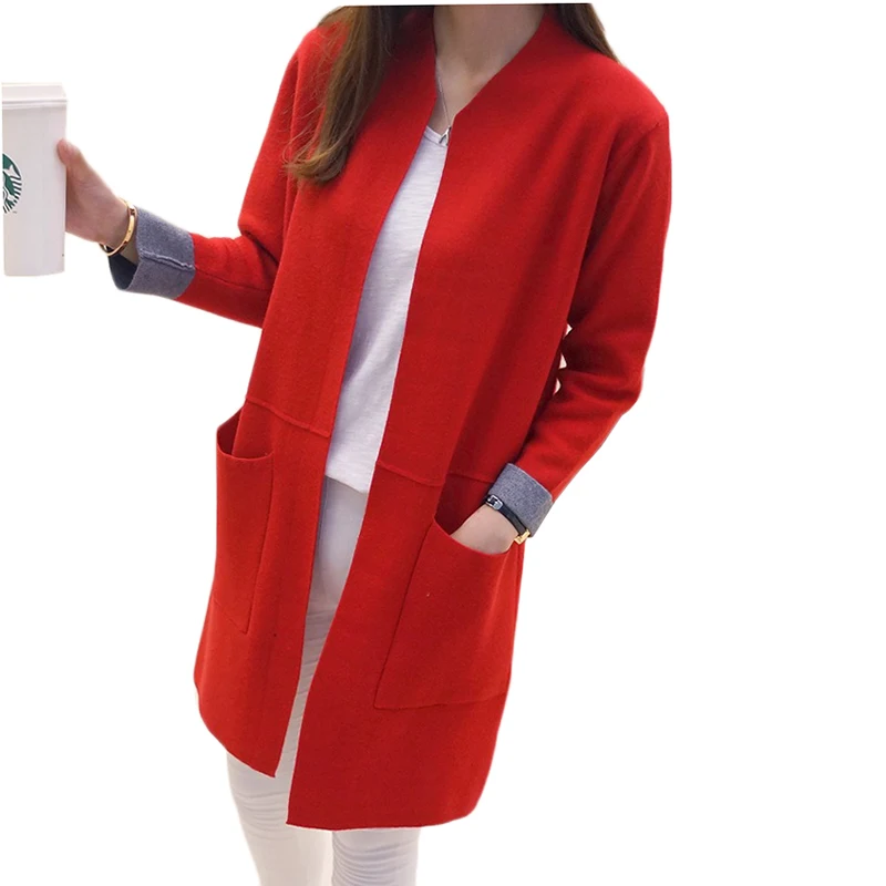 

Women Knit Sweater Cardigan Jacket 2018 New Autumn Winter Long Sleeve Loose Knit Cardigan High Quality Female Sweater Long Coat