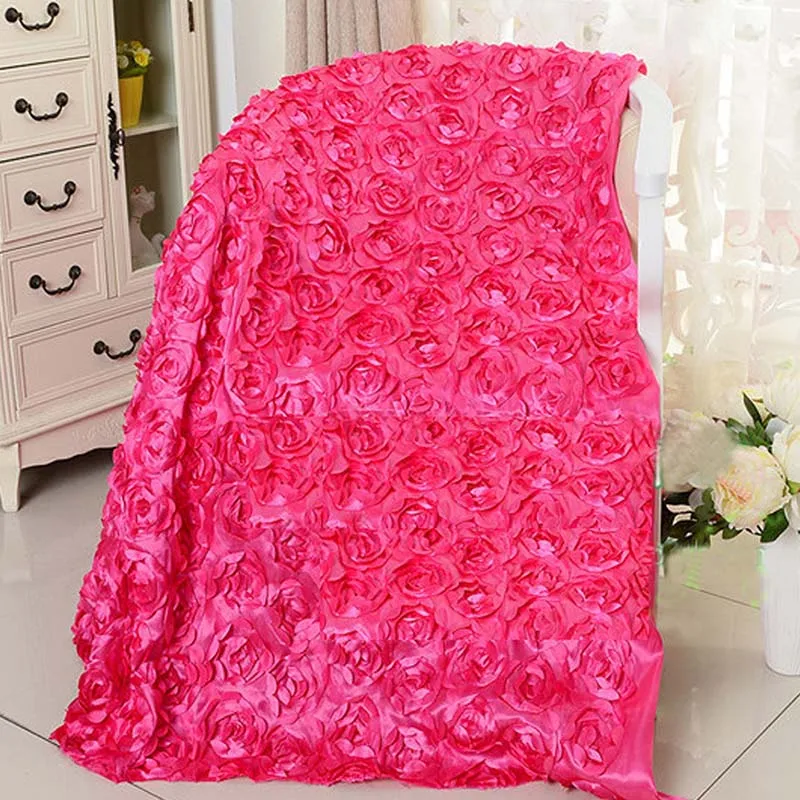 1.45mx5Yard(145 см* 450 см) 3D атласная роза из кружевной ткани вышитая одежда швейная ткань для юбки свадебный ковер занавес украшение - Цвет: rose red