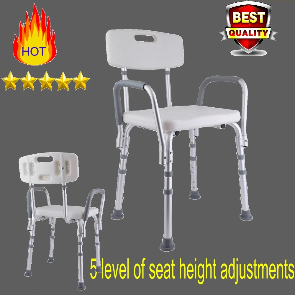 2019 Height Adjustable Square Bathroom Aid Bathing Stool Bench Aluminium Shower Seat Chair With Armrest Home Furniture | Мебель