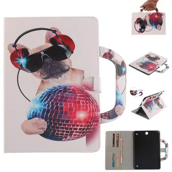 

Fashion Cat Dog Tiger Cover For Samsung Galaxy Tab A 9.7 SM-T555 T550 P555 Smart case Funda handbag PU Leather Stand Shell