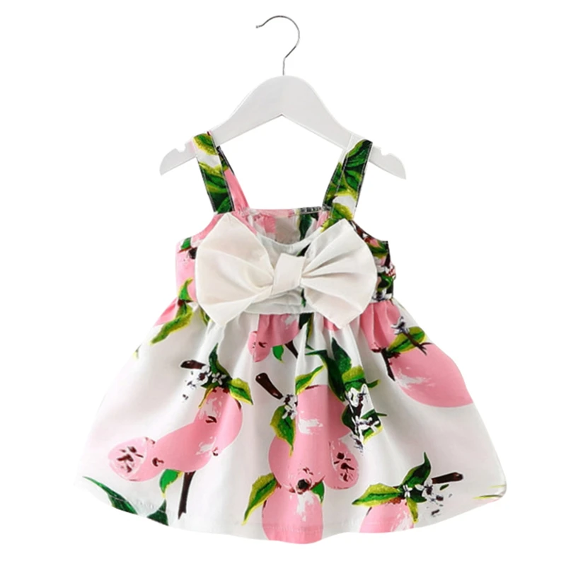 Baby Girl Dress Summer Baby Bow Chiffon Dress Infant Sleeveless Floral Dress 1 Year Birthday Dress Baby Clothes 3-24 Months