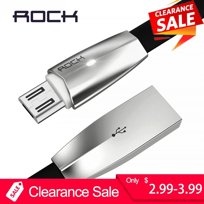 

ROCK 2A 3D LED Light Micro USB Cable Zinc Alloy Led Lamp Microusb Cable for Samsung Htc Fast Charger Cable for Xiaomi Huawei