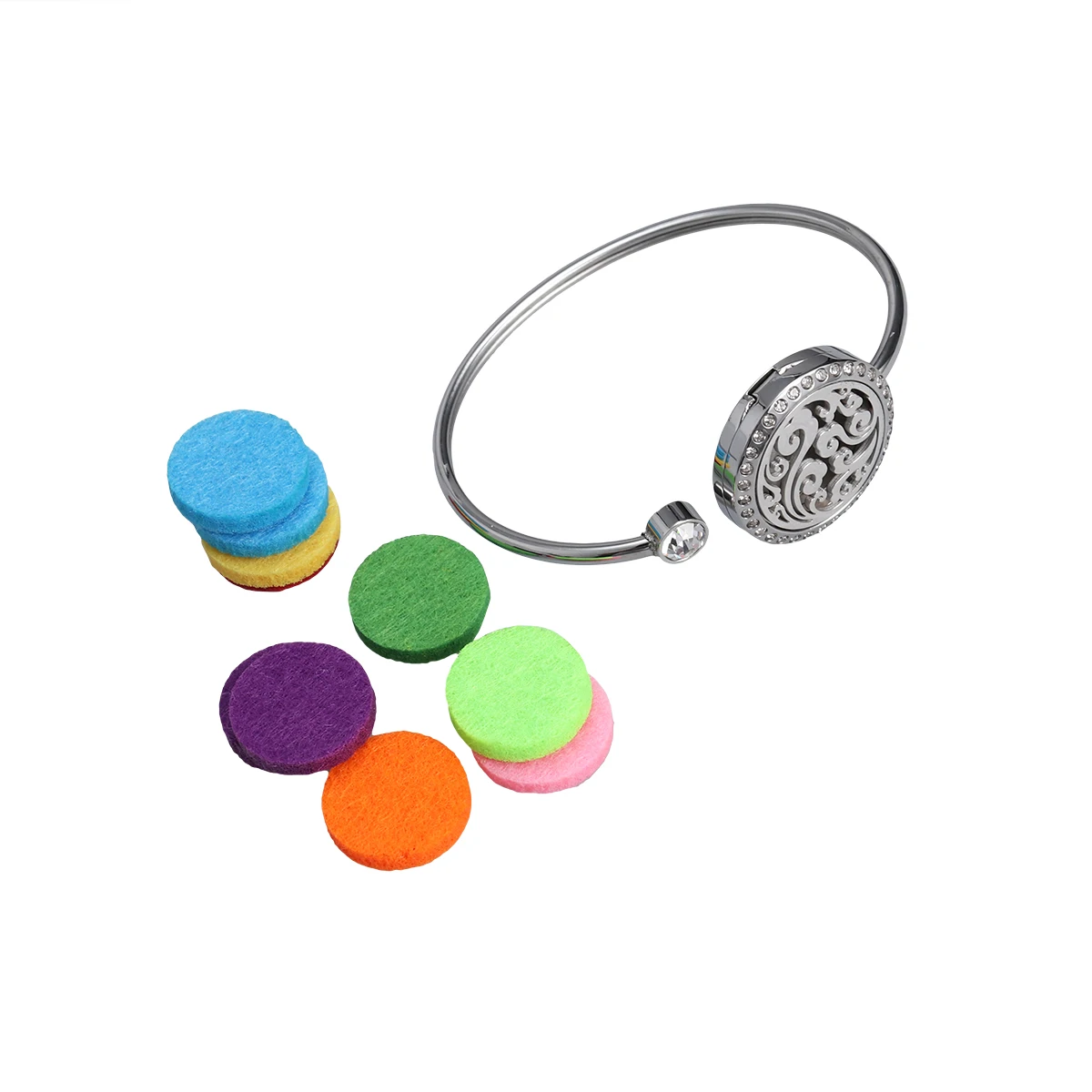 Delicate Hollow Diffuser Locket Bracelet Stainless Steel Bangles