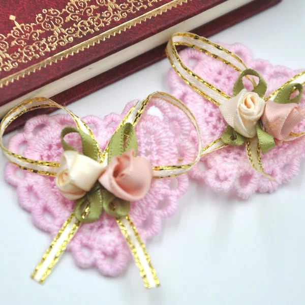 10PCS Ribbon Flowers Bows Padded Appliques Wedding Decor Lots Mix A297