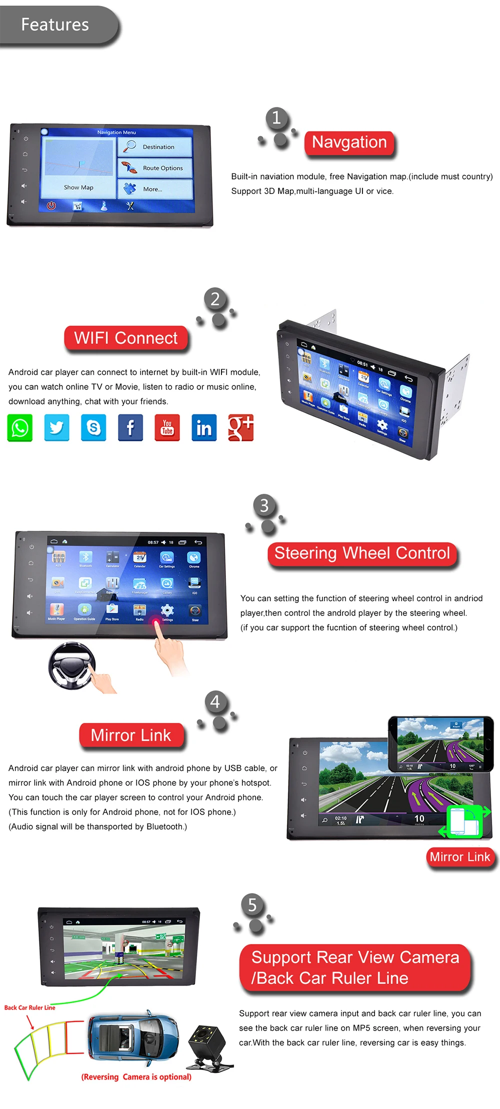 Discount 7 inch Android 6.0 System Full HD 1080P MP5 Player with GPS Navigaton Wifi Bluetooth USB 2 Din Multimedia DVD Player For Toyota 7