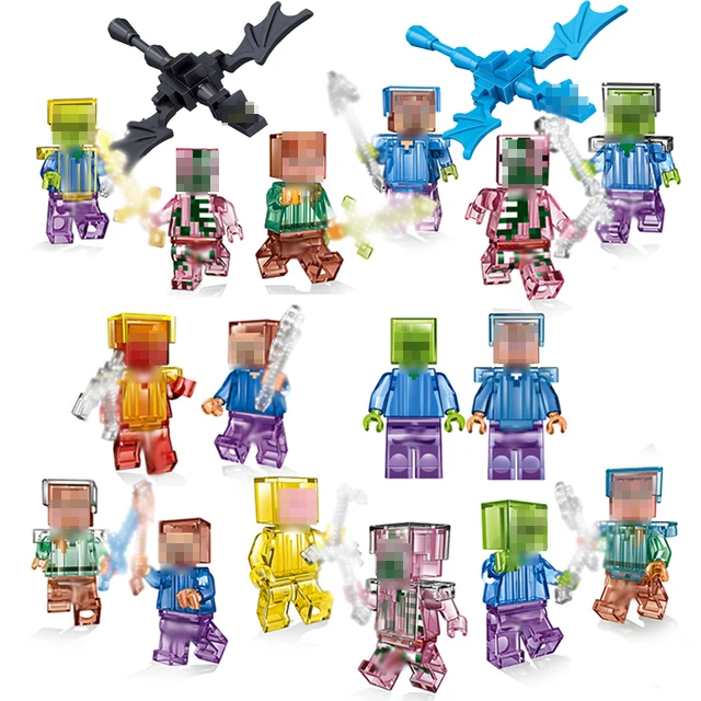 Best Offers 2018 New Minecraft Figures My World 16 Pcs Figures Crystal Zombie Steve Skeleton Compatible Building Block Toys For Children #E