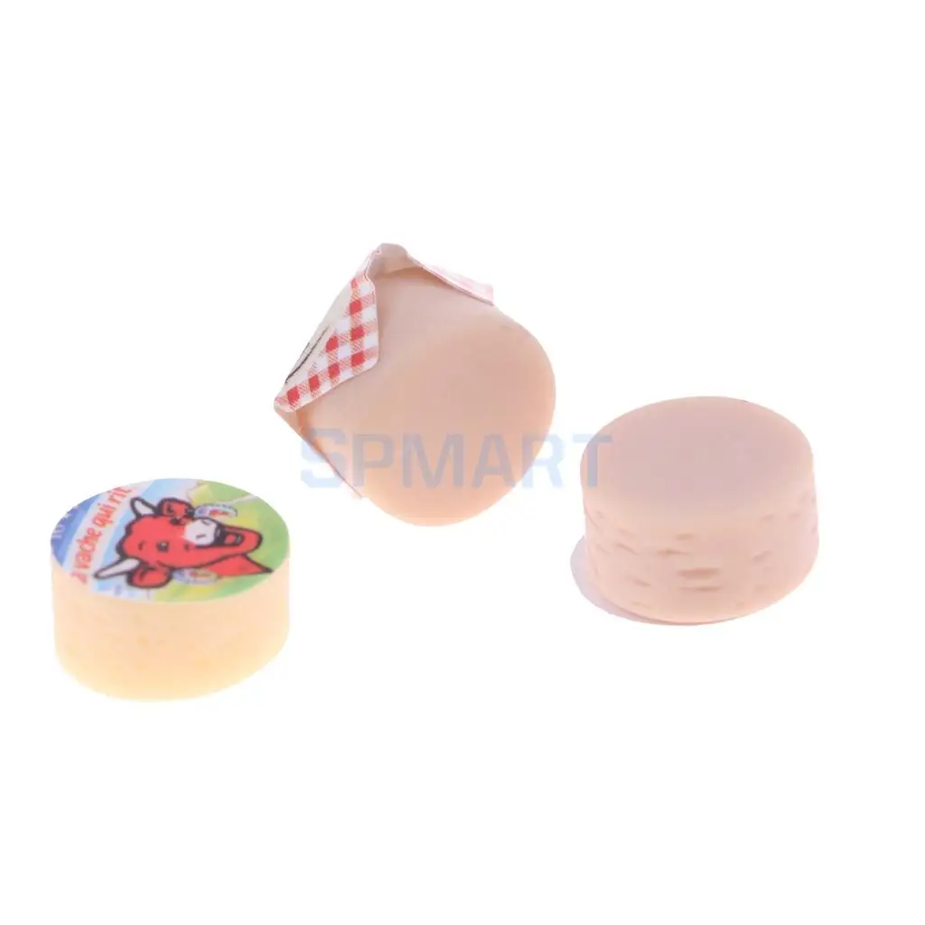 3Pcs Mini Cheeses Food 1/12 Scale Dolls House Miniature Kitchen Living Room Restaurant Decoration Accessories