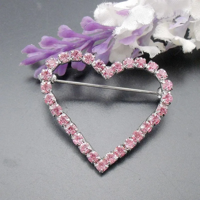 5 шт модный розовый кристалл горного хрусталя романтическая форма сердца маленькая брошь для девочек булавки, пункт NO.: BK7212